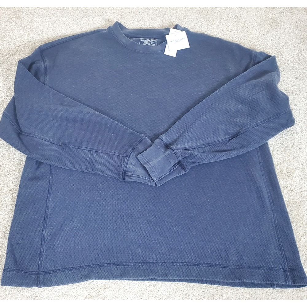 American Eagle Men's AEO Pullover Shirt Size L Blue‎ Boxy Fit Waffle Knit NWTGS